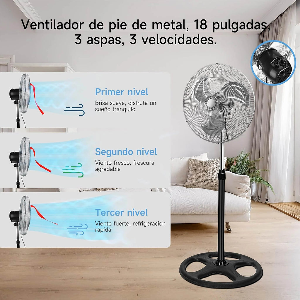 Ventilateur sur Pied Silencieux 80W