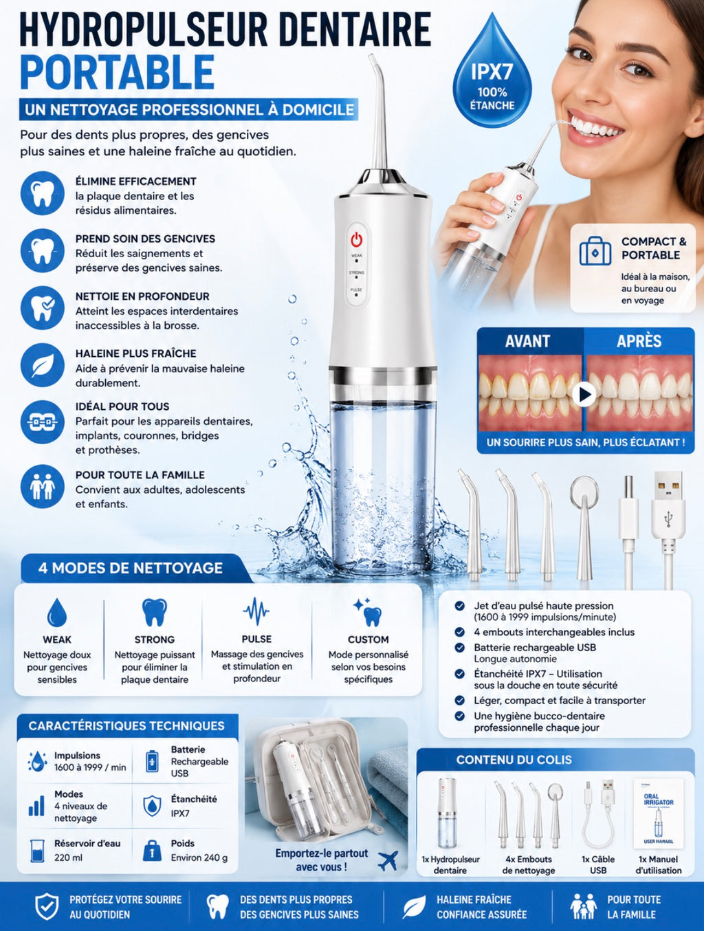 Hydropulseur Dentaire Portable