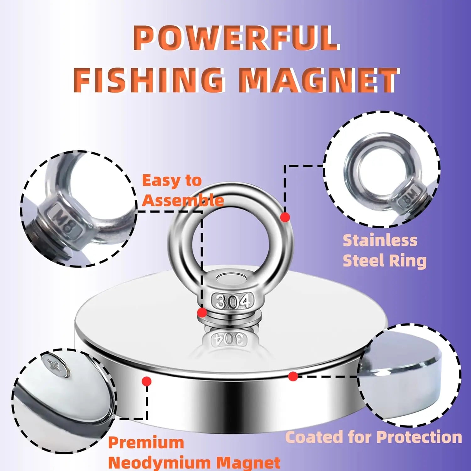 Aimant de Pêche Magnétique en Néodyme Ultra-Puissant