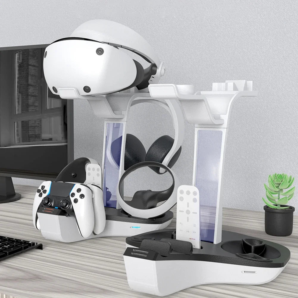 Station de Charge PS5 & PS VR2 avec LED — Support Manettes, Casque VR & Écouteurs