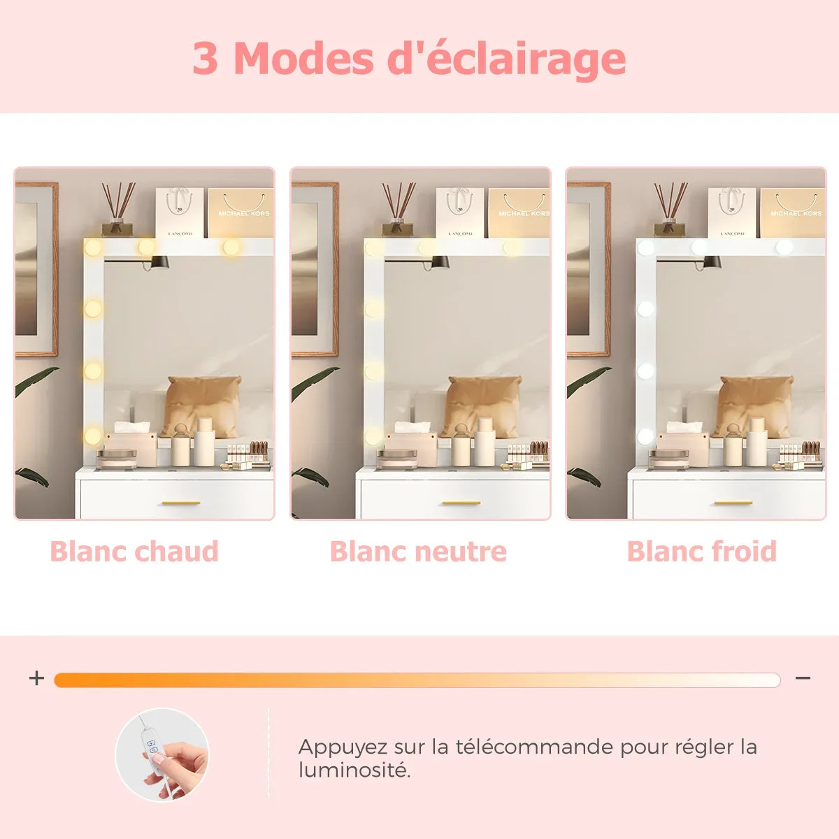 Table de Maquillage LED avec Miroir