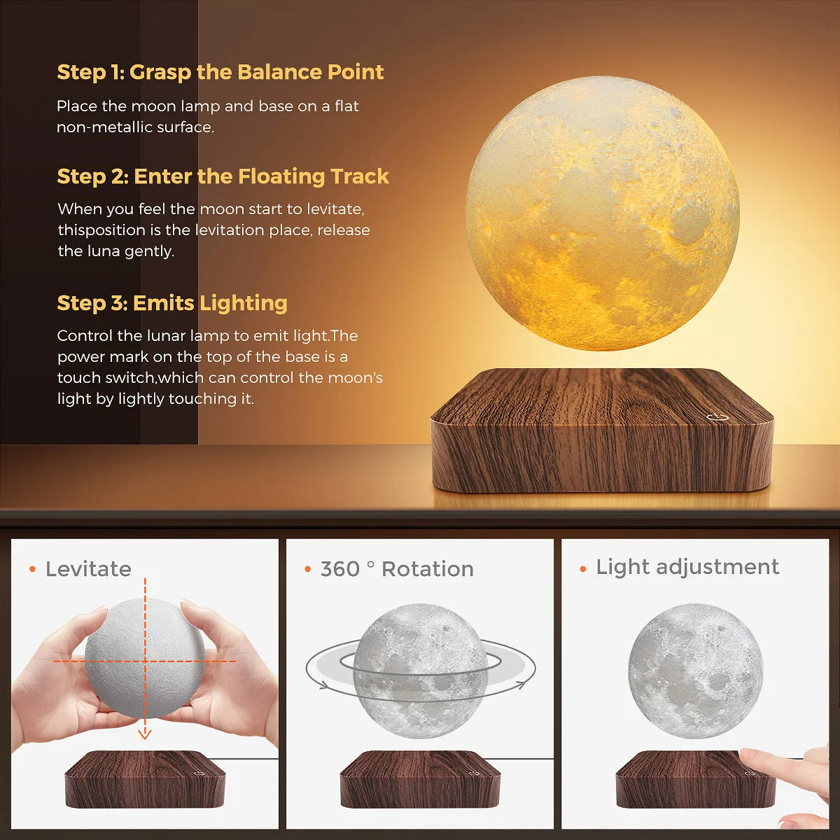 Lampe Lune Flottante Magnétique
