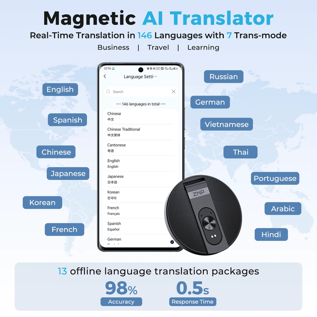 Traducteur Vocal Bluetooth IA PORTABLE