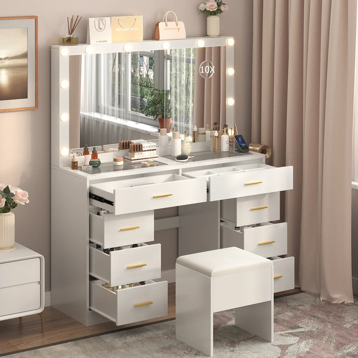 Table de Maquillage LED avec Miroir