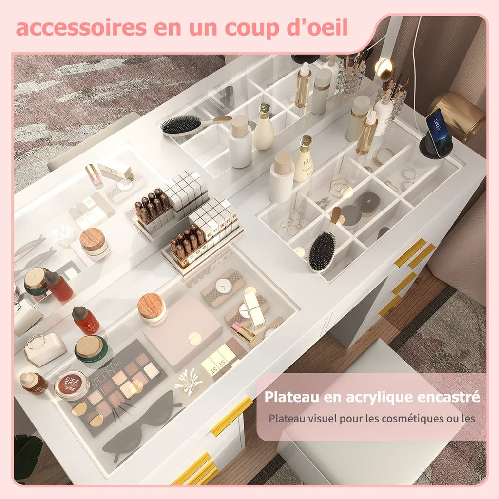Table de Maquillage LED avec Miroir