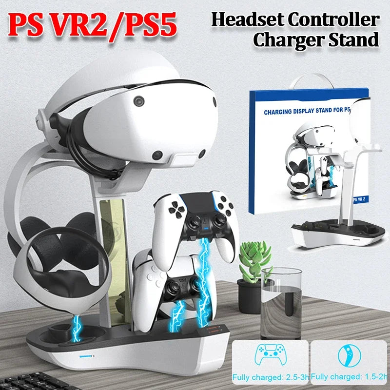 Station de Charge PS5 & PS VR2 avec LED — Support Manettes, Casque VR & Écouteurs