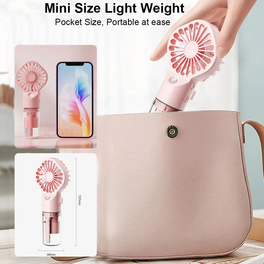 Ventilateur Portable avec Brumisateur – USB Rechargeable