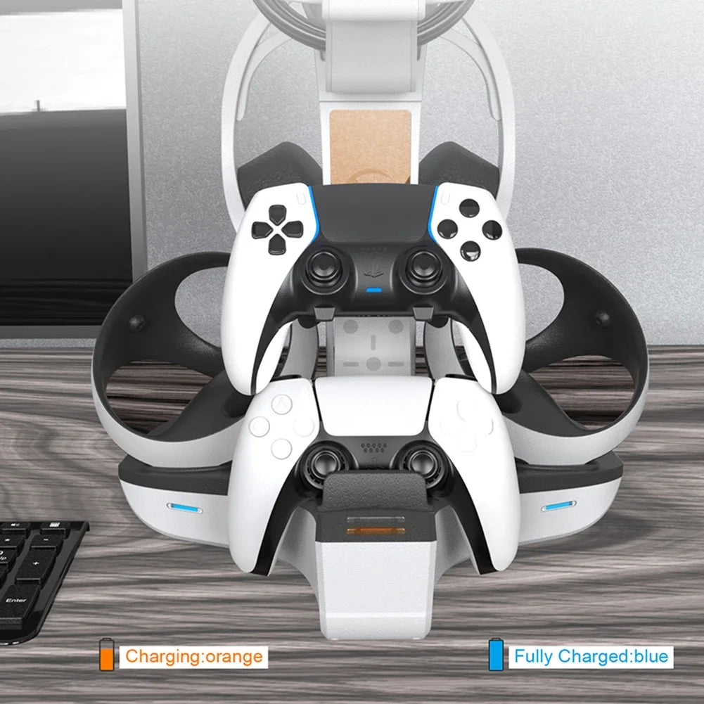 Station de Charge PS5 & PS VR2 avec LED — Support Manettes, Casque VR & Écouteurs