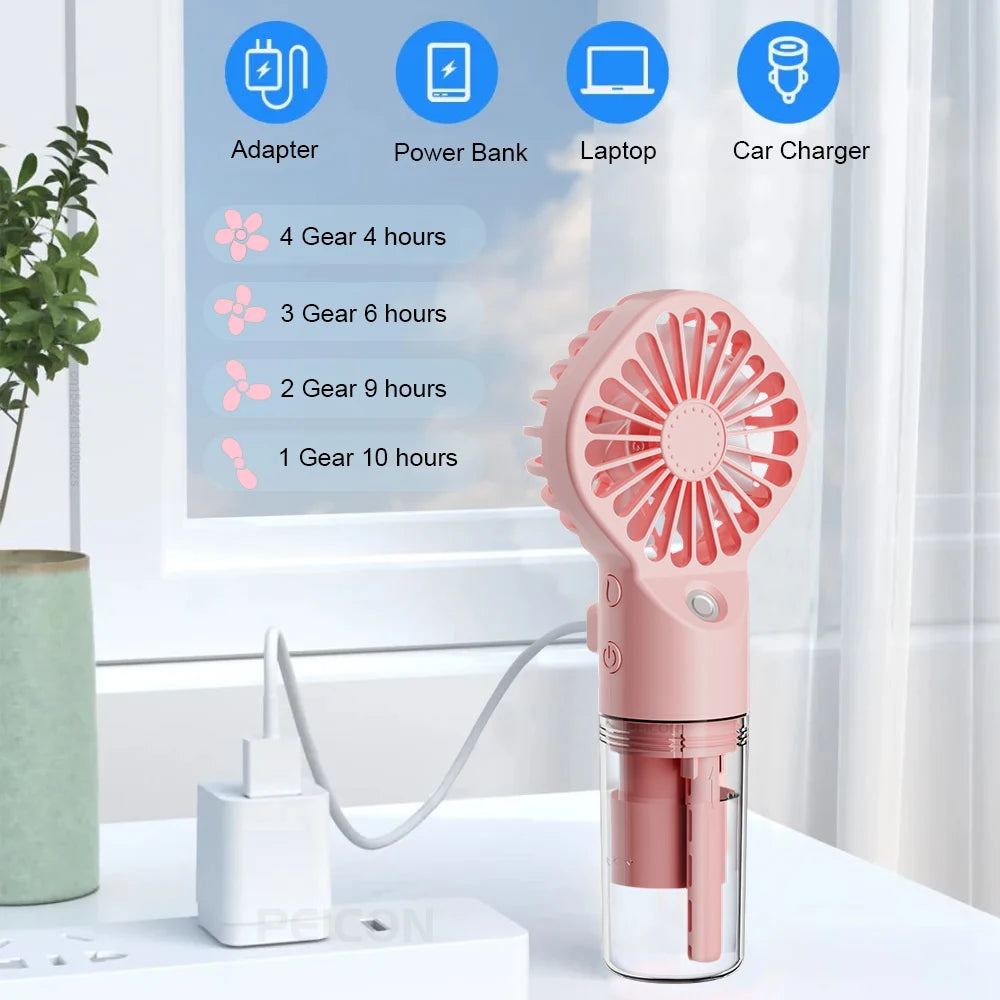 Ventilateur Portable avec Brumisateur – USB Rechargeable